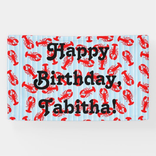 Roter Hummer-Tiermuster auf blauen Streifen Banner (Horizontal)