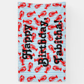 Roter Hummer-Tiermuster auf blauen Streifen Banner (Vertikal)