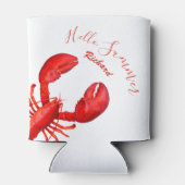 Roter Hummer Weißer hallo Sommername Meeresfrüchte Dosenkühler (Rückseite)