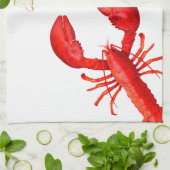 Roter Hummer Weißer hallo Sommername Meeresfrüchte Geschirrtuch (Gefaltet)