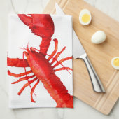 Roter Hummer Weißer hallo Sommername Meeresfrüchte Geschirrtuch (Viertel Falte)
