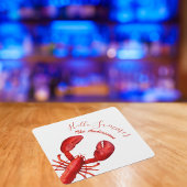 Roter Hummer Weißer Sommername Partys Rechteckiger Pappuntersetzer