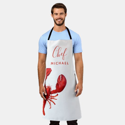 Roter Hummerkrabbe Party Name Koch Koch Schürze (Getragen)
