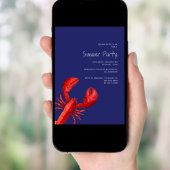 Roter Hummersee im Sommer Party blau Einladung