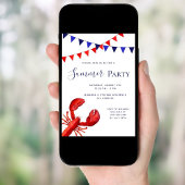 Roter Hummerstrand im Sommer Party im Freien Einladung