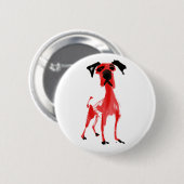 Roter Hund | Expressiver Roter und Schwarzer Kunst Button (Vorne & Hinten)