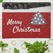 Roter Hund Foto Tree Frohe Weihnachten Geschirrtuch (Gefaltet)