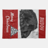 Roter Hund Foto Tree Frohe Weihnachten Geschirrtuch (Horizontal)