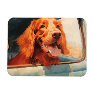 Roter Hund im klassischen LKW-Fenster Kunstprint Magnet