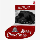 Roter Hund Name des Hauses und Foto Großer Weihnachtsstrumpf (Rückseite)