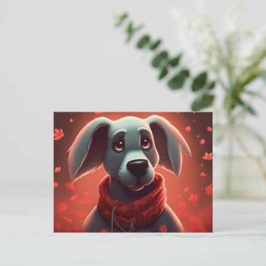 Roter Hund Postkarte (Stehend Vorderseite)
