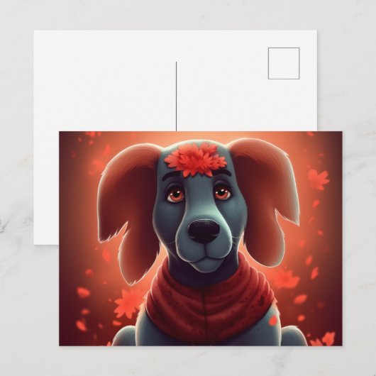 Roter Hund Postkarte (Vorne/Hinten)