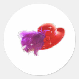 roter Hut Runder Aufkleber