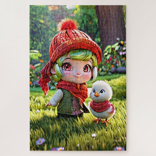 Roter Hut und Huhn Puzzle (Vertikal)