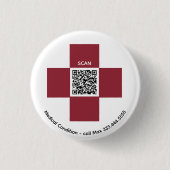 *~* Roter ICE Medizinischer Warnhinweis QR AP38 Kr Button (Vorderseite)