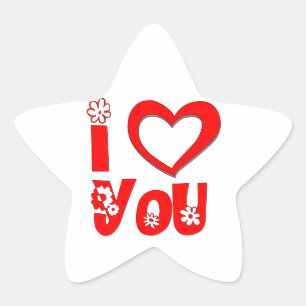 Roter Ich liebe dich Stern Aufkleber