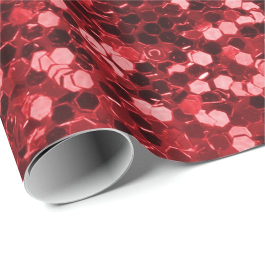 Roter Imitat-Glitzer Geschenkpapier (Rolleneckpunkt)