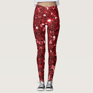 Roter Imitat-Glitzer Leggings