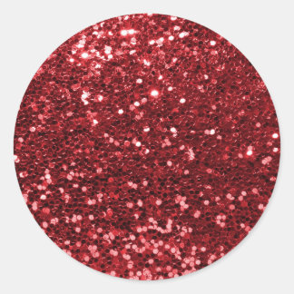 Roter Imitat Glitzer Runder Aufkleber