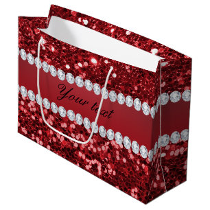 Roter Imitat-Glitzer und Diamanten Große Geschenktüte