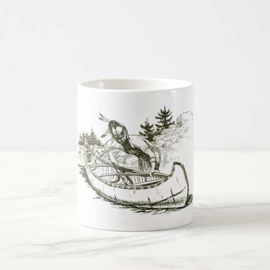 Roter Indianer mit Kanu Kaffeetasse (Mittel)