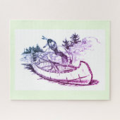 Roter Indianer mit Kanu Puzzle (Horizontal)