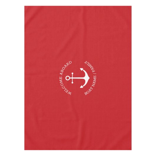 Roter Individuelle Name des Nautikankers Willkomme Tischdecke (Vorderseite)