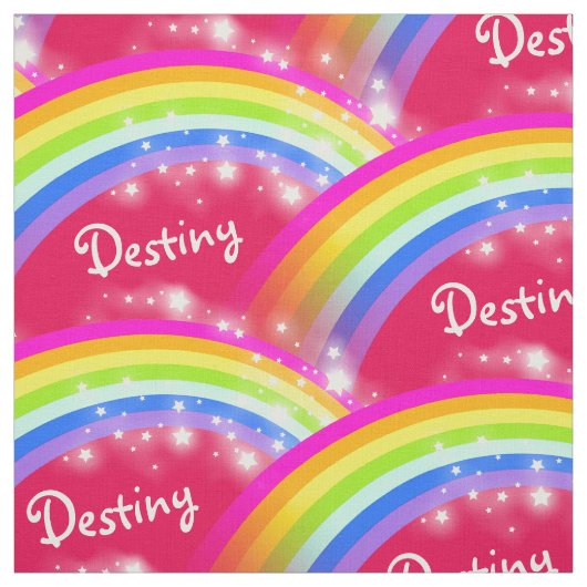 Roter individuelle Name mit Regenbogenstern Stoff (Muster)