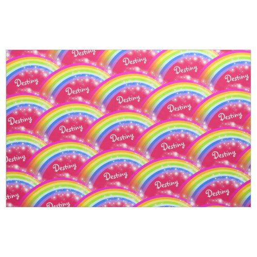Roter individuelle Name mit Regenbogenstern Stoff (Fat Quarter (45,7 x 55,9 cm))