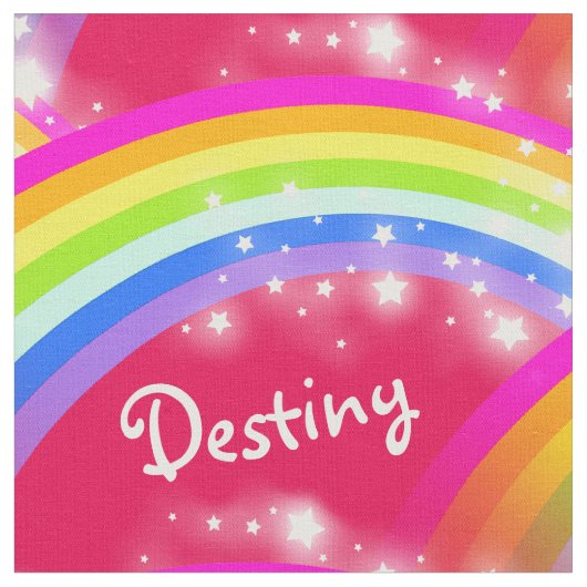 Roter individuelle Name mit Regenbogenstern Stoff (Nahaufnahme)