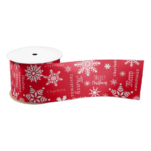 Roter Individuelle Name Weihnachtsschnee Satinband