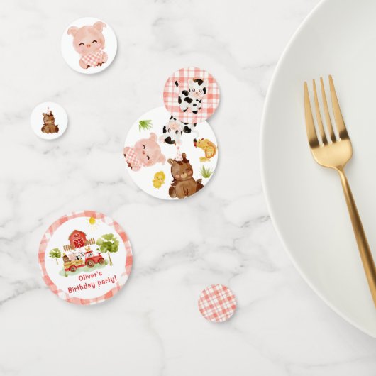 Roter Junge Barnyard Farmtiere Geburtstag Konfetti (Gruppe)