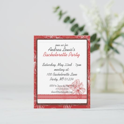 Roter Junggeselinnen-Abschied Einladungen (Stehend Vorderseite)