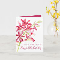 Roter Juwel Orchid Aquarellmalerei 35. Geburtstag