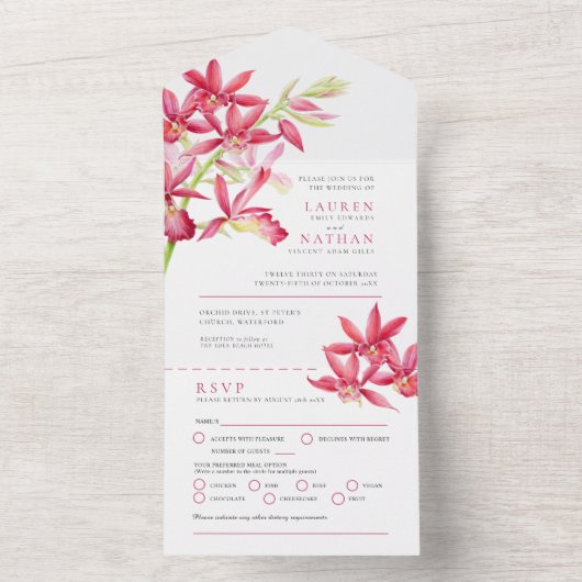 Roter Juwel Orchideenmahlzeit UAWG All In One Einladung (Innen Boden)