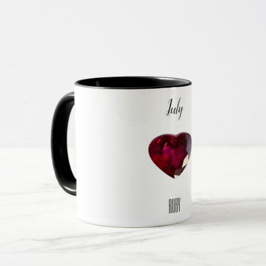 Roter Kaffee Tasse Ruby Gemstone Juli Birthstone (Vorderseite Links)