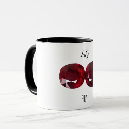 Roter Kaffee Tasse Ruby Gemstone Juli Birthstone (Vorderseite Links)