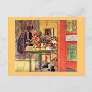 Roter Kaktus und Lisbeth lesend Postkarte