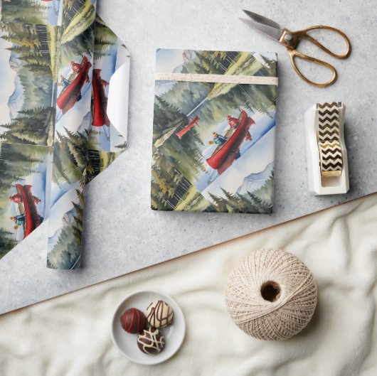 Roter Kanu Wilderness Boat Lake Geschenkpapier (Kunsthandwerk)