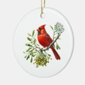 Roter Kardinal an einer Zweigstelle von Mistletoe Keramik Ornament (Links)