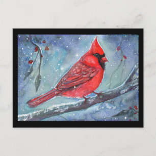 Roter Kardinal Aquarell-Design von Renee Lavoie Postkarte