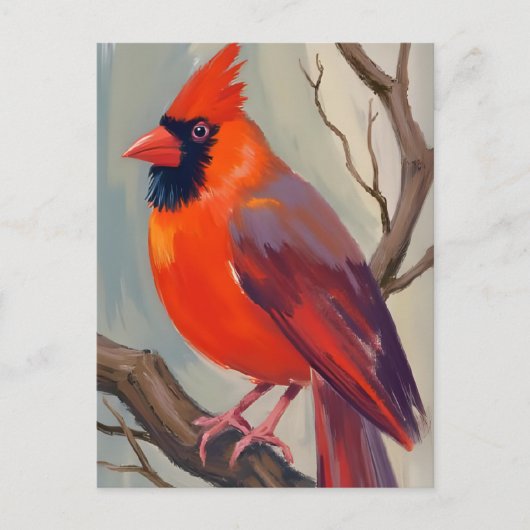 Roter Kardinal Aquarellmalerei Postkarte (Vorderseite)