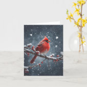 Roter Kardinal auf dem Baumzweig im Snow-Blank-Gru Karte (Gelbe Blume)