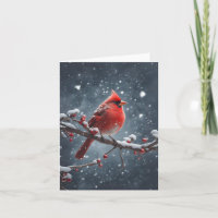 Roter Kardinal auf dem Baumzweig im Snow-Blank-Gru