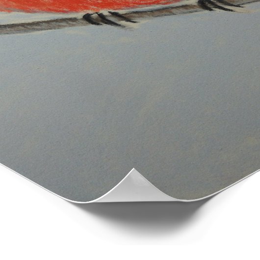 Roter Kardinal auf dem Zweig in Pasten Poster (Ecke)