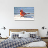 Roter Kardinal auf der Holzbrücke Leinwanddruck (Insitu (Schlafzimmer))