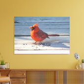 Roter Kardinal auf der Holzbrücke Leinwanddruck (Insitu (Wohnzimmer))