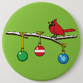 Roter Kardinal auf der Zweigniederlassung der Weih Button (Vorderseite)