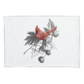 Roter Kardinal auf der Zweigstelle Schwarz/Weiß Kissenbezug (Vorderseite-Links)