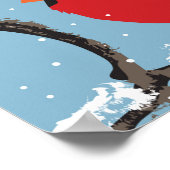 Roter Kardinal auf einem Ast Poster (Ecke)